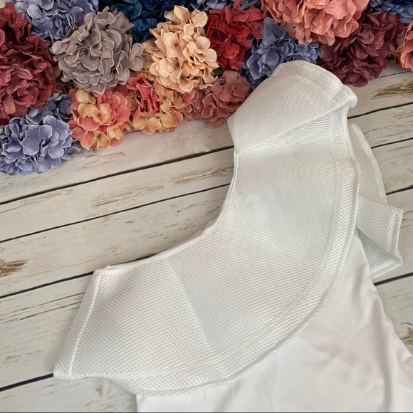 Avant Garde Ruffled One Shoulder Bodysuit Swimsuit - Picture 10 of 16